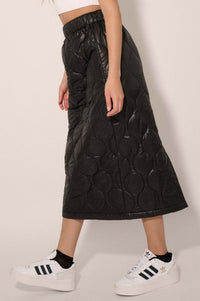 Puffer Up Quilted Faux Leather Midi Skirt - ShopPromesa