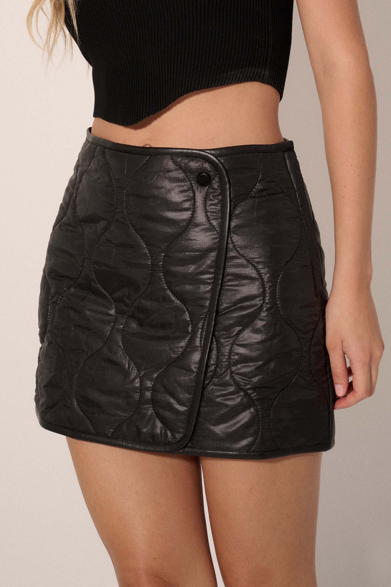 Dangerous Curves Quilted Vegan Leather Mini Skirt