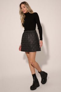 Soft Hearted Quilted Faux Leather A-Line Mini Skirt - ShopPromesa