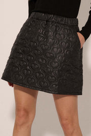 Soft Hearted Quilted Faux Leather A-Line Mini Skirt - ShopPromesa