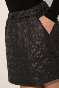 Soft Hearted Quilted Faux Leather A-Line Mini Skirt - ShopPromesa