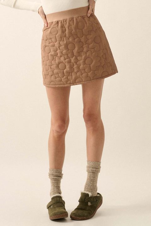 Plush Petals Floral Quilted A-Line Mini Skirt - ShopPromesa