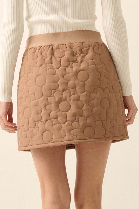 Plush Petals Floral Quilted A-Line Mini Skirt - ShopPromesa