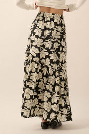 Black Orchid Floral-Print Asymmetrical Maxi Skirt - ShopPromesa