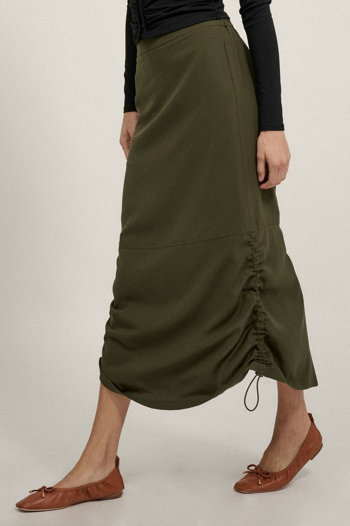 Draw Me In Ruched Drawstring Maxi Skirt - ShopPromesa