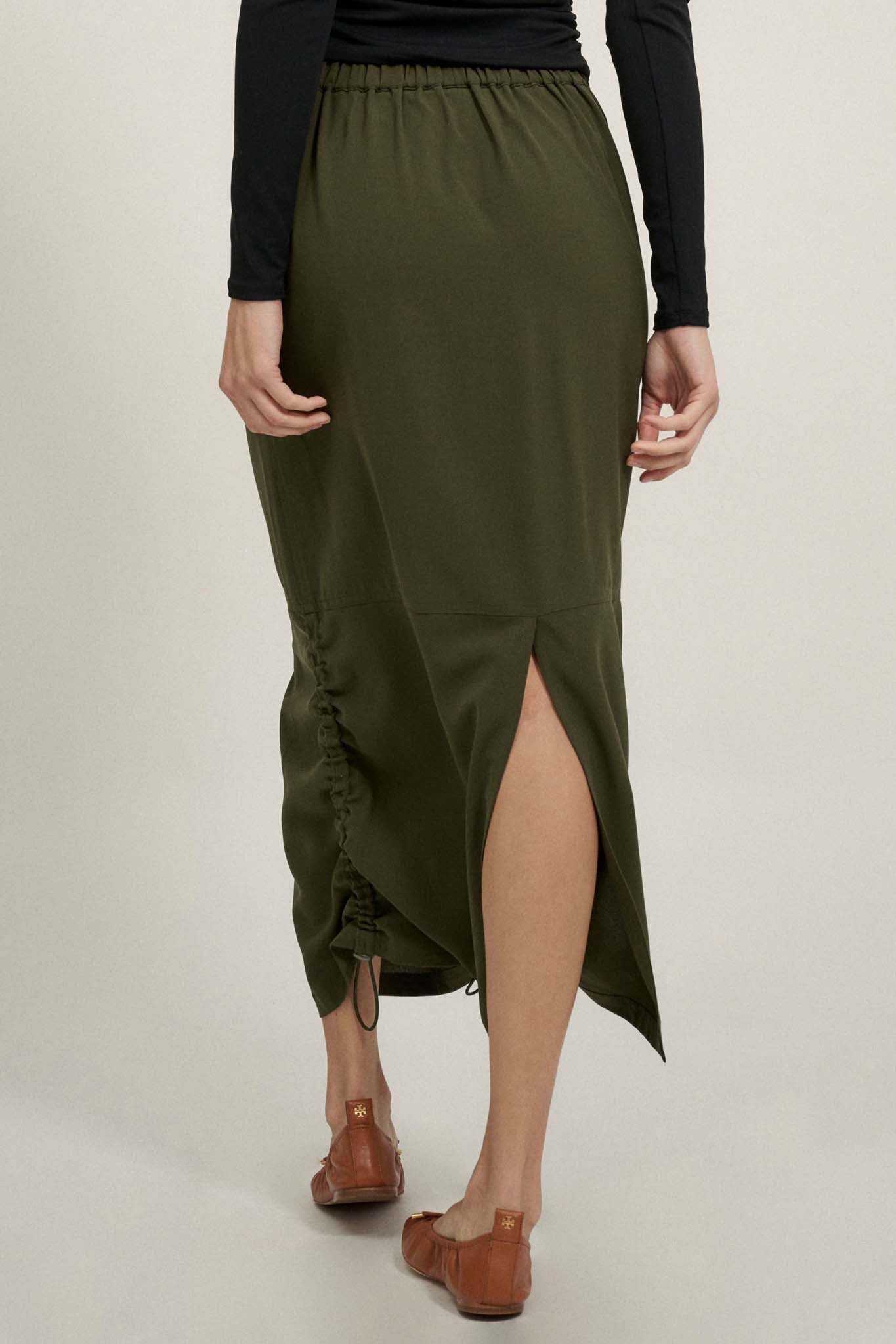 Draw Me In Ruched Drawstring Maxi Skirt - ShopPromesa