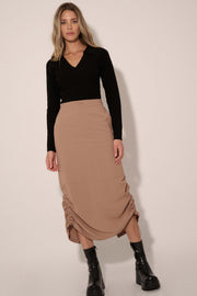 Draw Me In Ruched Drawstring Maxi Skirt - ShopPromesa