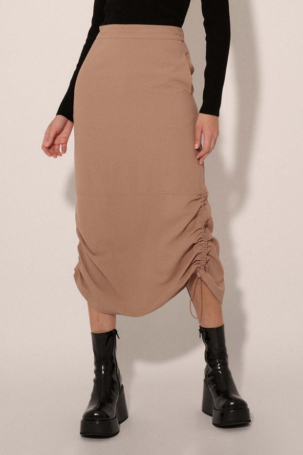 Draw Me In Ruched Drawstring Maxi Skirt - ShopPromesa