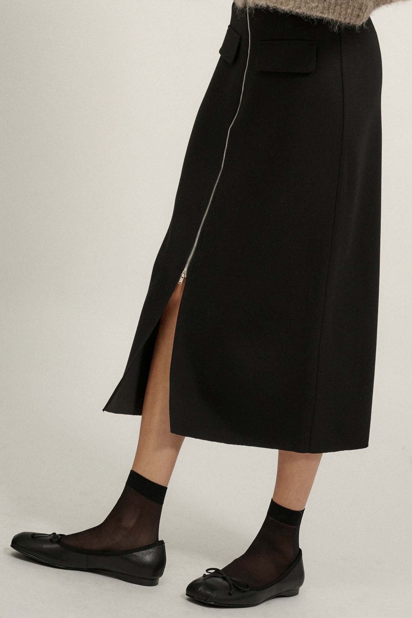 Premium Scuba Zip-Front Midi Skirt - ShopPromesa