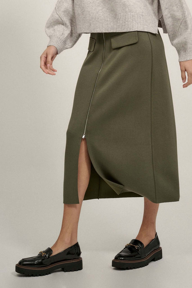 Premium Scuba Zip-Front Midi Skirt - ShopPromesa