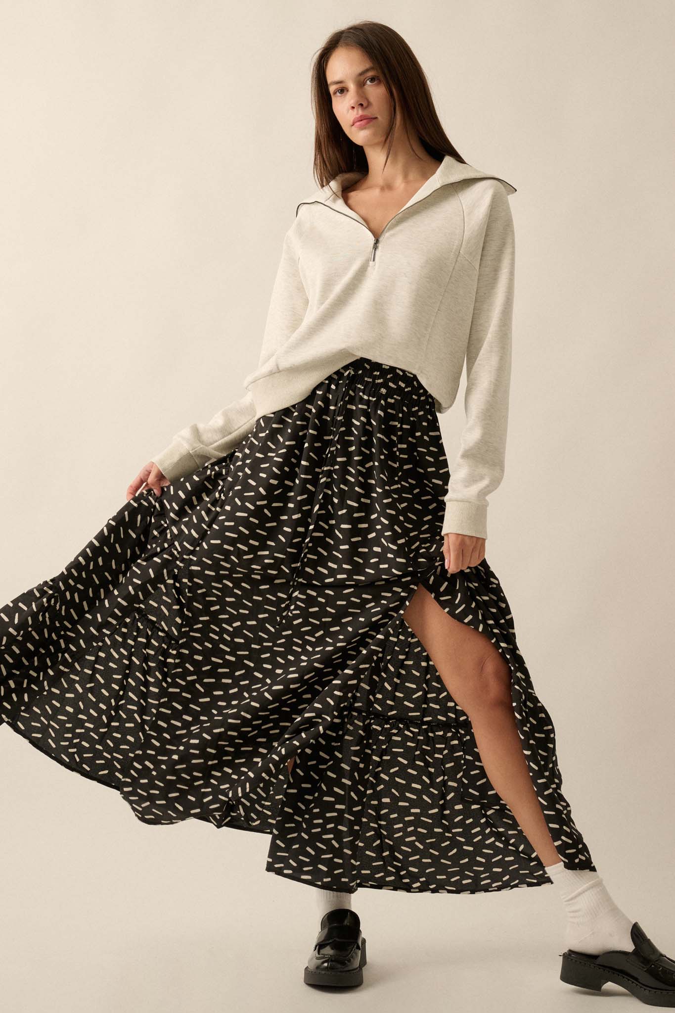 Gotta Dash Abstract-Print Tiered Maxi Skirt - ShopPromesa