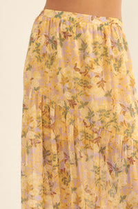 Goldenrod Valley Floral Chiffon Maxi Skirt - ShopPromesa