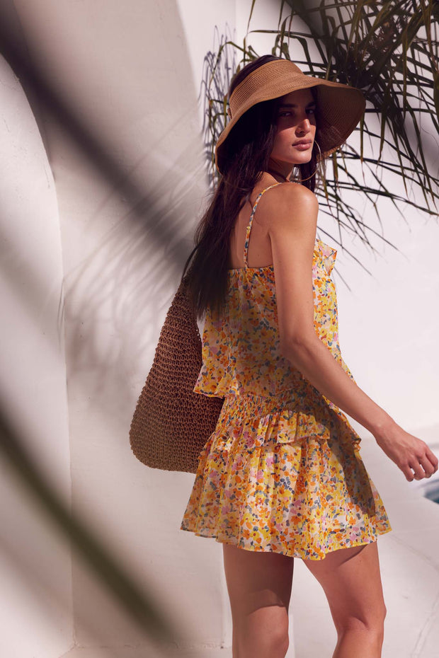 Sun Lover Smocked Floral Chiffon Ruffled Mini Skirt - ShopPromesa