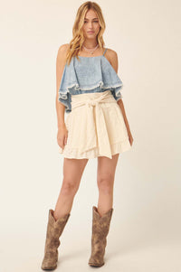 Short and Sweet Tie-Waist Ruffled Mini Skirt - ShopPromesa