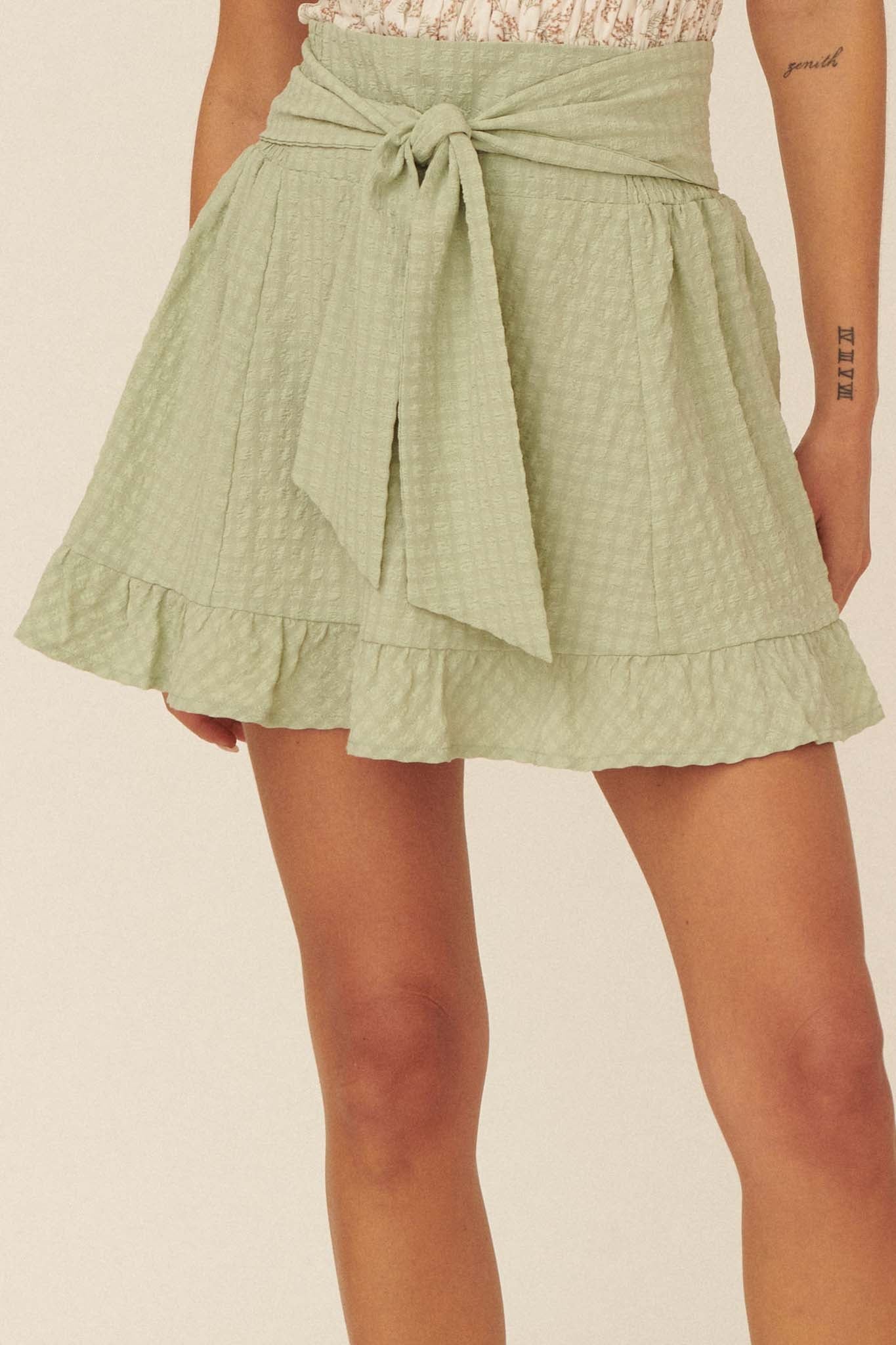 Short and Sweet Tie-Waist Ruffled Mini Skirt - ShopPromesa