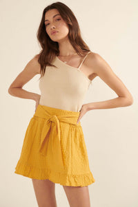 Short and Sweet Tie-Waist Ruffled Mini Skirt - ShopPromesa