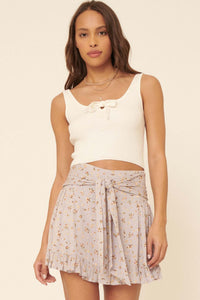 True Beauty Ruffled Tie-Waist Floral Mini Skirt - ShopPromesa