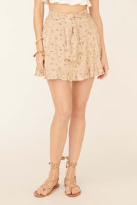 True Beauty Ruffled Tie-Waist Floral Mini Skirt - ShopPromesa