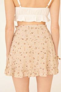 True Beauty Ruffled Tie-Waist Floral Mini Skirt - ShopPromesa