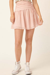 Give a Twirl Ruched Chiffon Skater Skirt - ShopPromesa