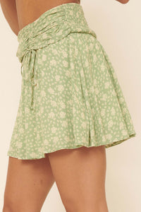 Fresh Flowers Ruched Floral Skater Skirt - ShopPromesa