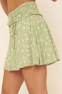 Fresh Flowers Ruched Floral Skater Skirt - ShopPromesa