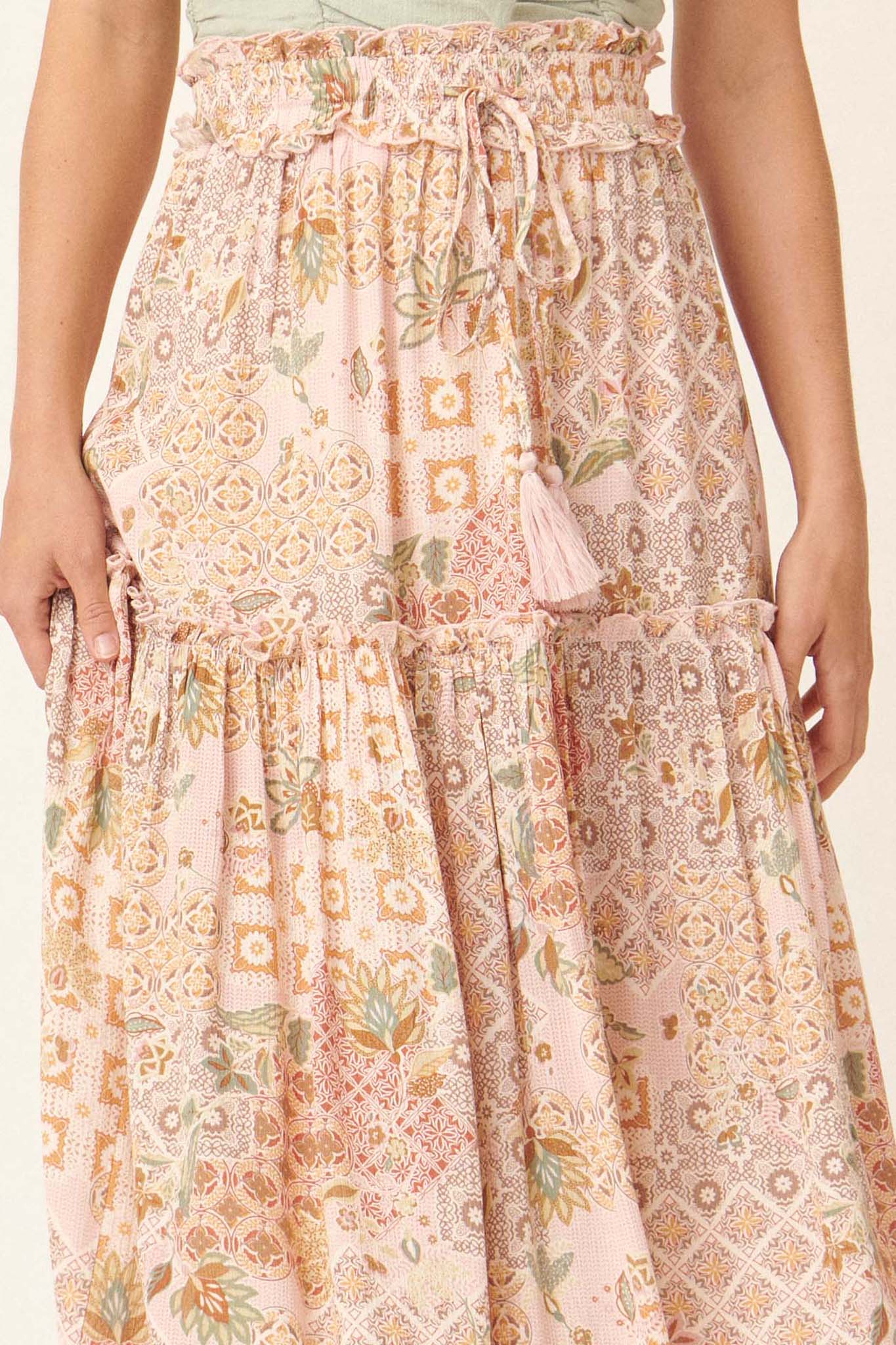 Floral Fantasy Multi-Print Ruffled Maxi Skirt - ShopPromesa