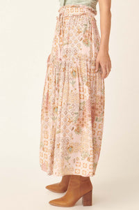 Floral Fantasy Multi-Print Ruffled Maxi Skirt - ShopPromesa