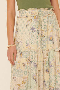 Floral Fantasy Multi-Print Ruffled Maxi Skirt - ShopPromesa