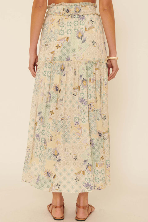 Floral Fantasy Multi-Print Ruffled Maxi Skirt - ShopPromesa