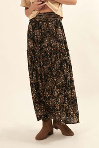 Far Afield Smocked Floral Midi Prairie Skirt - ShopPromesa