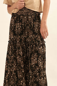 Far Afield Smocked Floral Midi Prairie Skirt - ShopPromesa