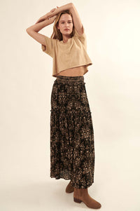 Far Afield Smocked Floral Midi Prairie Skirt - ShopPromesa