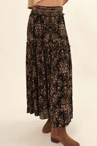 Far Afield Smocked Floral Midi Prairie Skirt - ShopPromesa