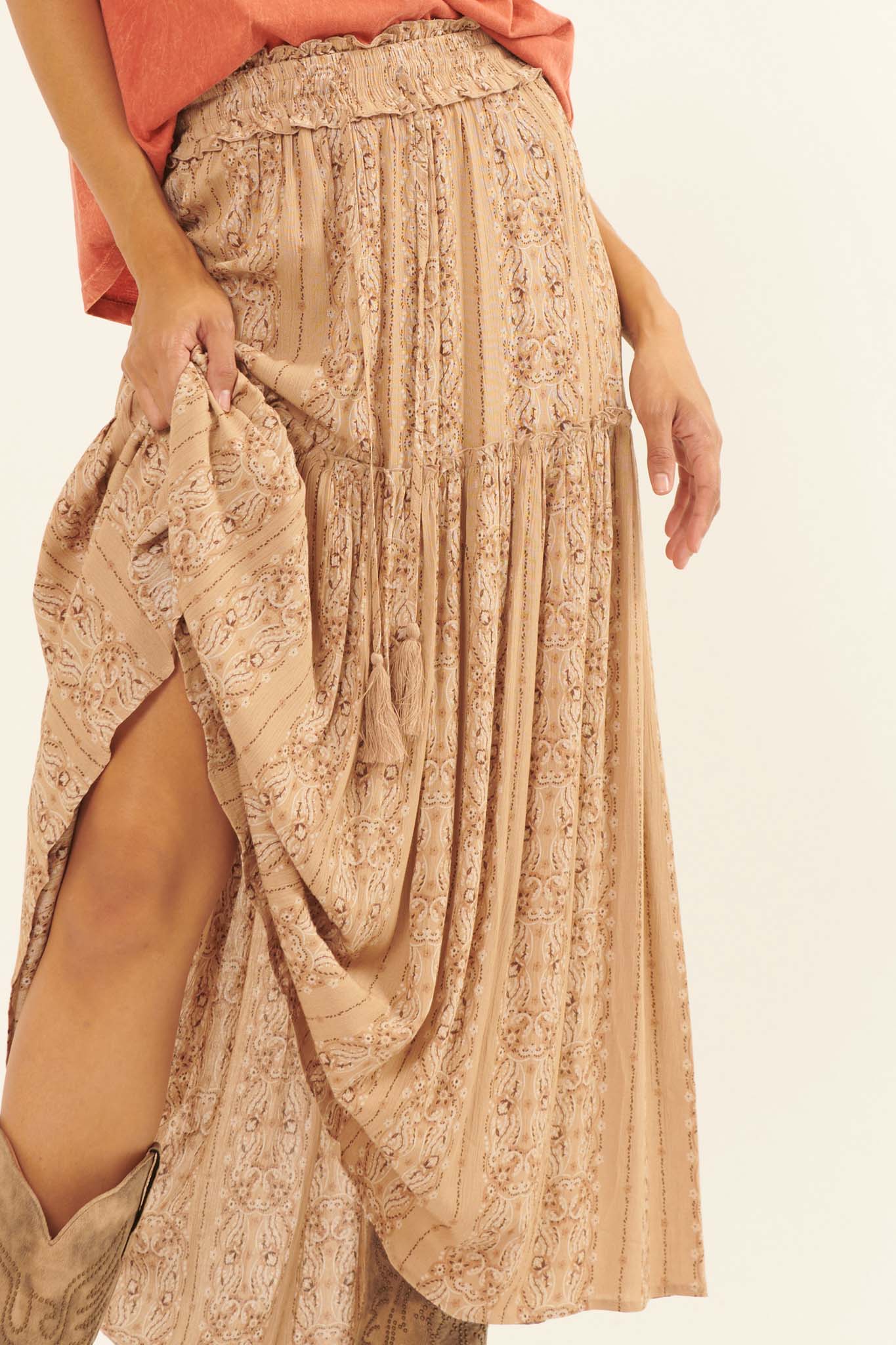 Vagabond Soul Paisley-Print Maxi Prairie Skirt - ShopPromesa