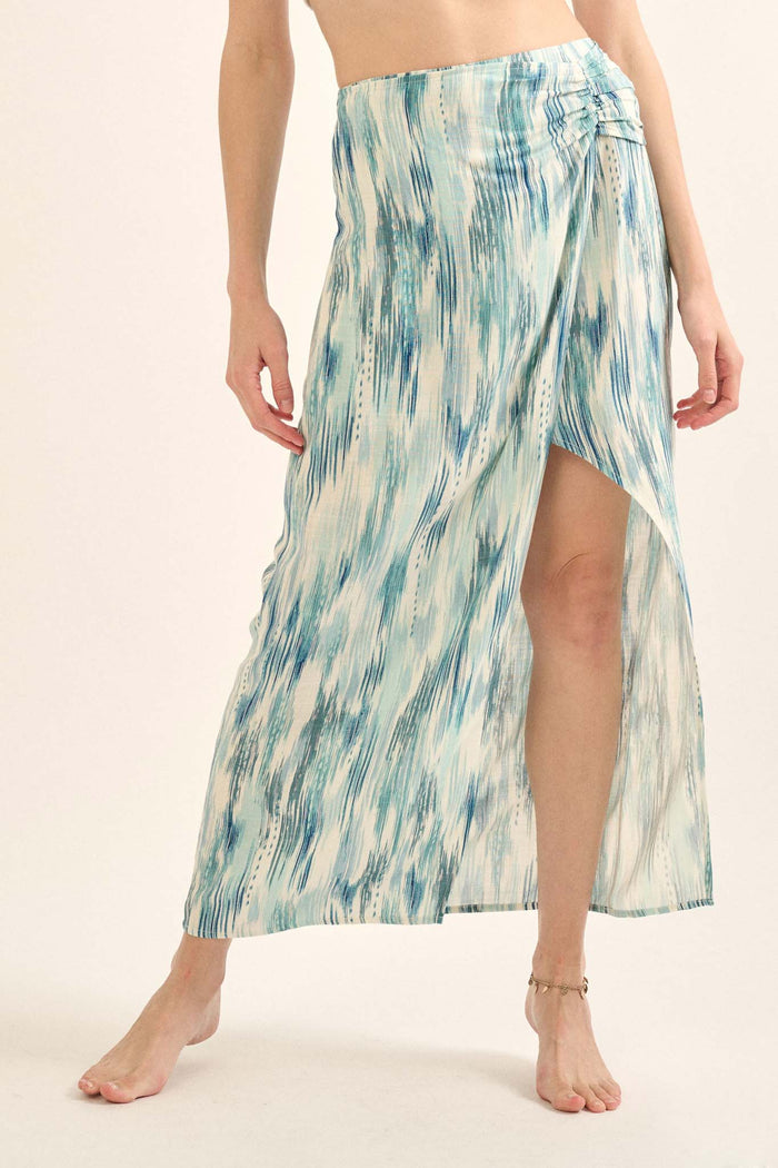 Sea of Love Abstract-Print Wrapped Maxi Skirt - ShopPromesa