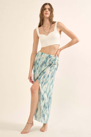 Sea of Love Abstract-Print Wrapped Maxi Skirt - ShopPromesa