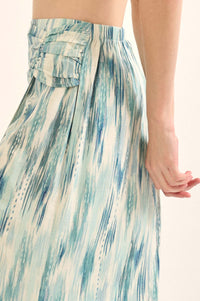 Sea of Love Abstract-Print Wrapped Maxi Skirt - ShopPromesa