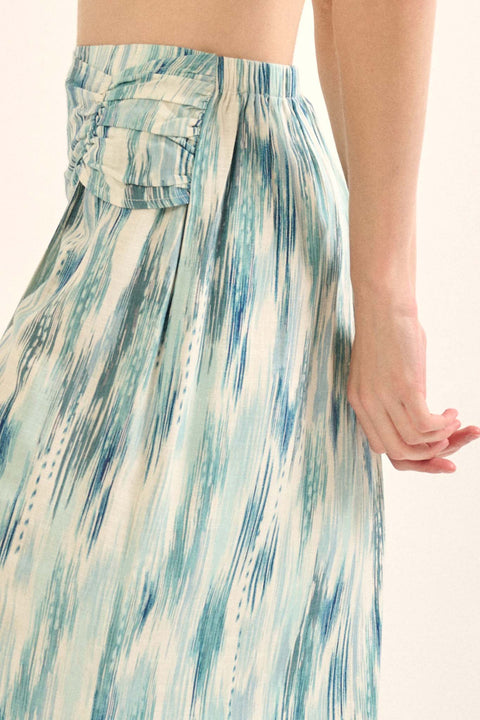 Sea of Love Abstract-Print Wrapped Maxi Skirt - ShopPromesa