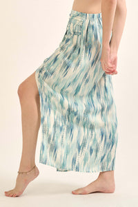 Sea of Love Abstract-Print Wrapped Maxi Skirt - ShopPromesa