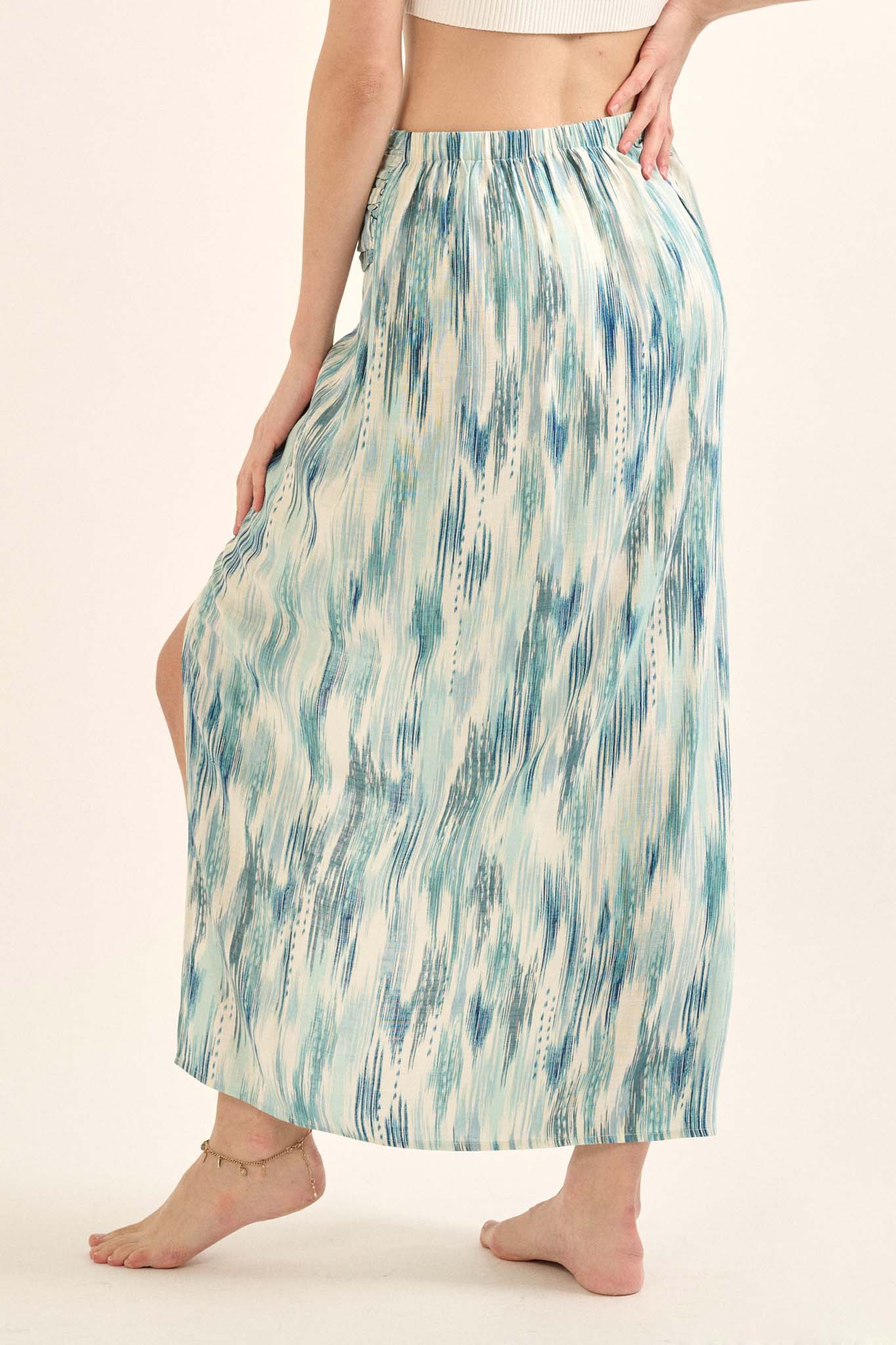 Sea of Love Abstract-Print Wrapped Maxi Skirt - ShopPromesa