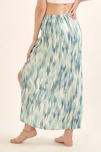 Sea of Love Abstract-Print Wrapped Maxi Skirt - ShopPromesa