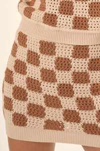 Check You Out Checker Crochet Knit Mini Skirt - ShopPromesa