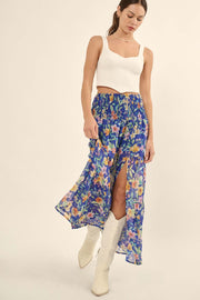Bahama Mama Floral Chiffon Tiered Maxi Skirt - ShopPromesa