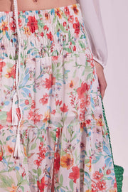 Bahama Mama Floral Chiffon Tiered Maxi Skirt