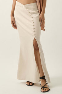 Learning Curve Matte Satin Buttoned Maxi Skirt - ShopPromesa