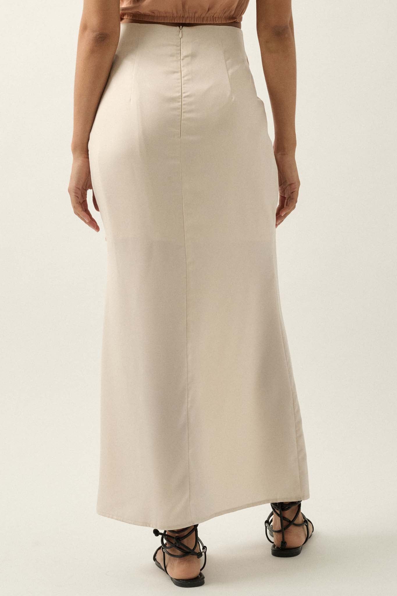 Learning Curve Matte Satin Buttoned Maxi Skirt - ShopPromesa