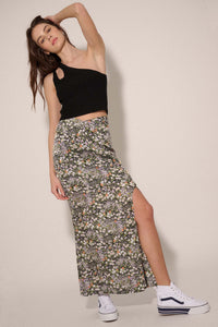 Heart of Spring Floral Crepe Buttoned Maxi Skirt - ShopPromesa