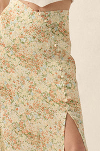 Heart of Spring Floral Crepe Buttoned Maxi Skirt - ShopPromesa