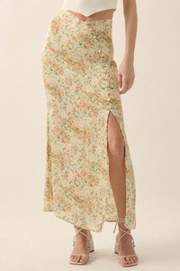 Heart of Spring Floral Crepe Buttoned Maxi Skirt - ShopPromesa